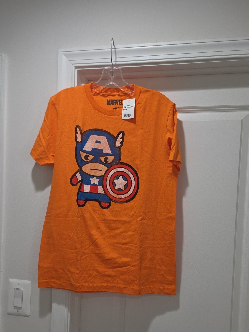 Nwt Marvel Orange Captain America Cartoon Tee